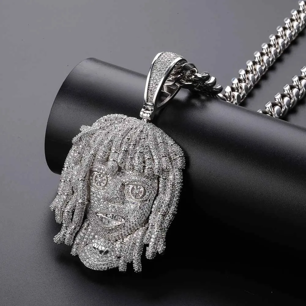 Персонализированное ожерелье с кулоном Lil Pump с 10 мм кубинской цепочкой мужские цепи с фианитами в стиле хип-хоп Подвески серебряного цвета ювелирные изделия
