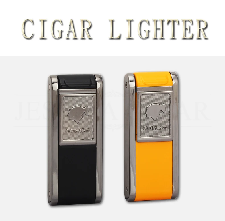 COHIBA Gadgets 2 Fire Flame Jet фонарь Зажигалка для сигар многоразовые ветрозащитные газовые зажигалки с бутаном с сигары удар подарочная коробка