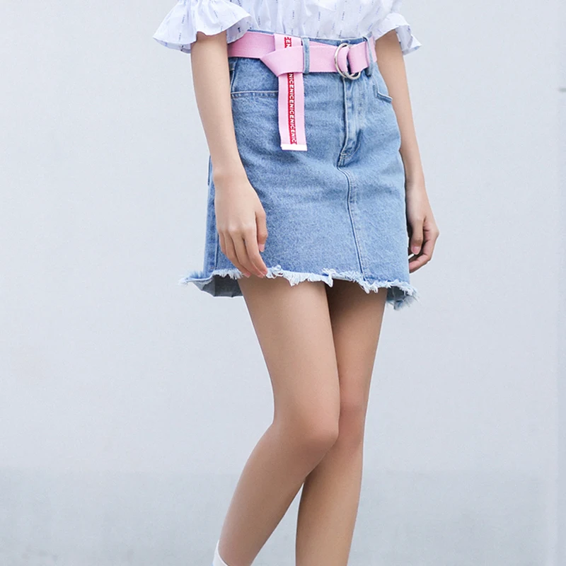 RUGOD 2018 New Arrival Fashionable Women Denim Skirt Spring Summer Hot Sell Letter Print Female Empire A line Lady faldas | Женская
