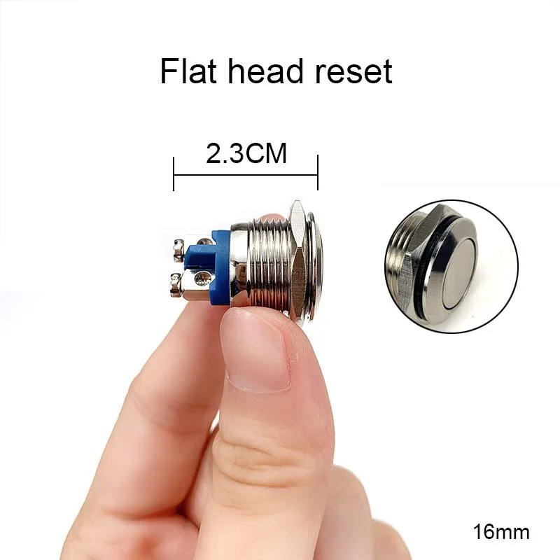 Flat Reset 16 мм IP67 металлическая нажимная Водонепроницаемая кнопка переключателя моментальная Перезагрузка Блокировка с фиксацией Нет высокой/плоской/мгновенной круглой формы - Цвет: Flat Reset