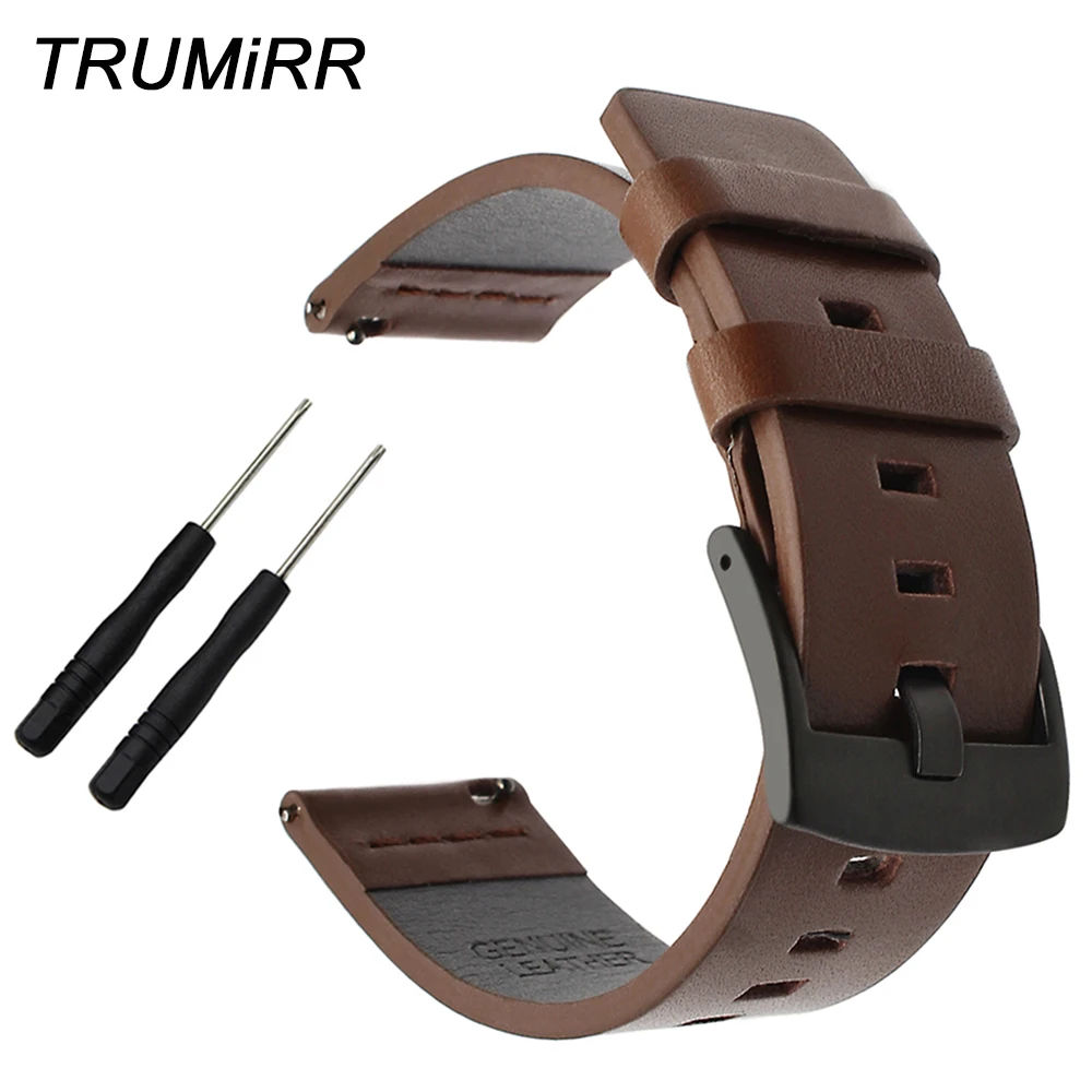 Ремешок итальянский для наручных часов из жирной кожи 20/22/24 мм Garmin Fenix 5S/5/Vivoactive