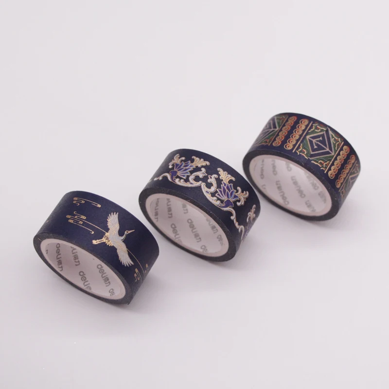 Deli Washi Tape Cyan Lotus Pigeon Palace Temperament Style Scrapbooking Paper Decor Student Stationery Office Supplies 1pcs