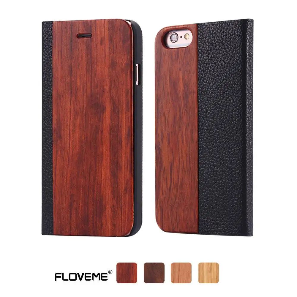 Rose Wood Кожаный чехол-бумажник FLOVEME для iPhone X, XS, Max, XR, XS, бамбук, натуральное дерево, флип-чехол для iPhone 6, 6S Plus, 7, 8 Plus, чехол, Capinhas - Цвет: Rose Wood