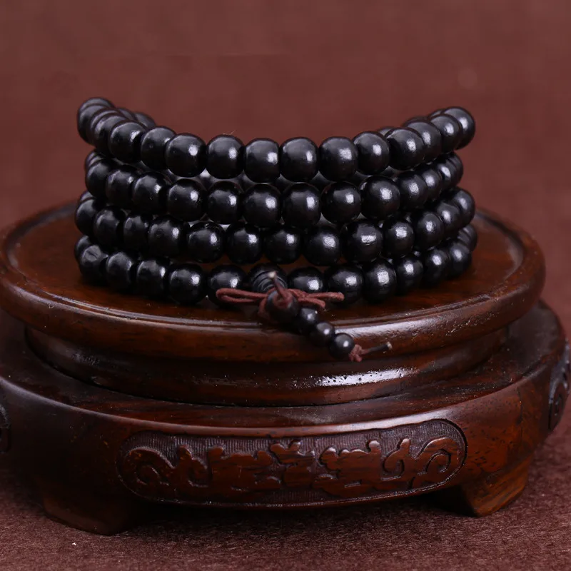 Мужской браслет с чёрными деревянными бусинами 108*0 8/0 6 см|jewelry bangle bracelets|bangle jewelry