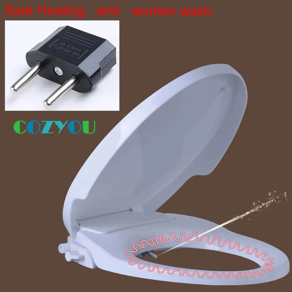 Wash and Heating Отопление биде COZYOU унитаз беде сиденье для унитаза самоочищающаяся крышка для унитаза с функцией биде Форма V безгласный Медленно закрыть PP Материал Напряжение 100 V-250 V мощность 28 W женский стиральная сопла wc - Цвет: Wash and Heating