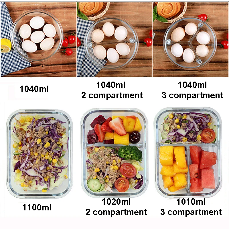 Healthy Borosilicate Glass Detachable Lock Lunch Box Microwave Bento Leakproof Food Container School for Kids | Дом и сад