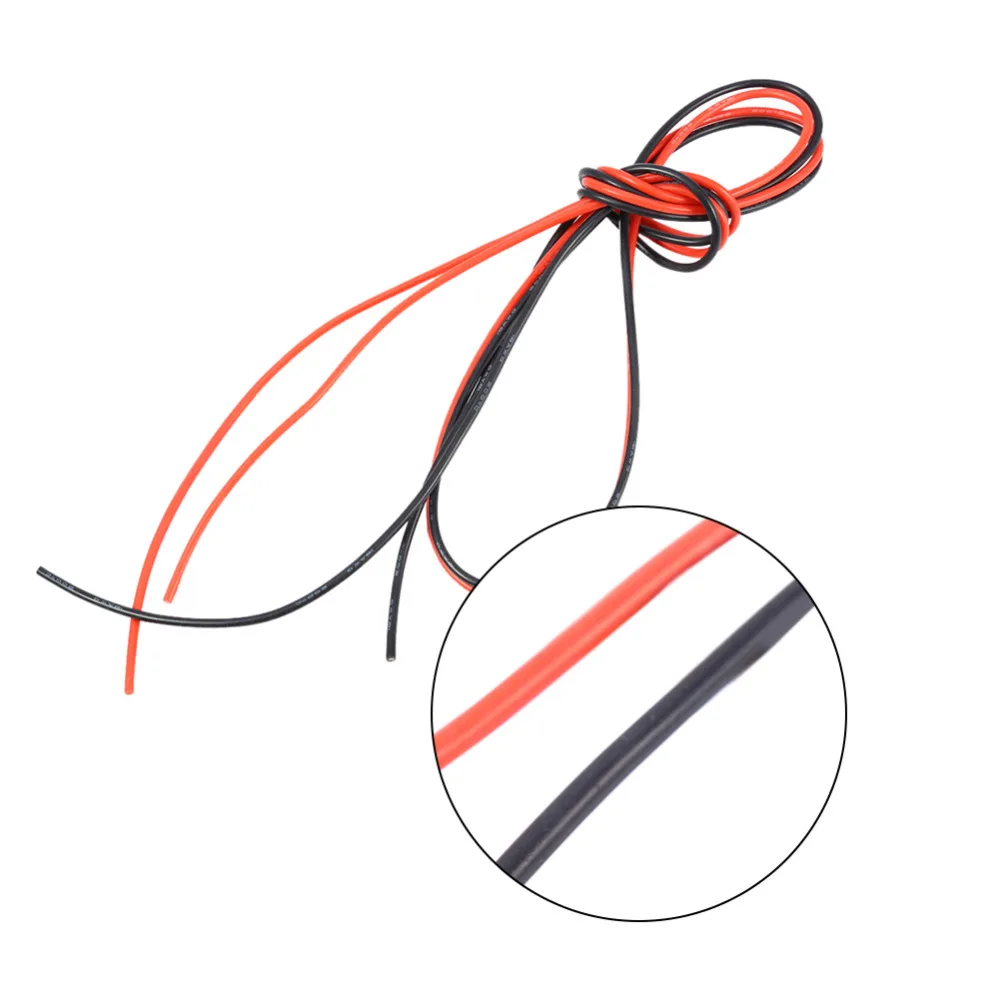 Силиконовый кабель гибкий 18AWG 2 м медный многожильный провод (1 красный + 1 черный)