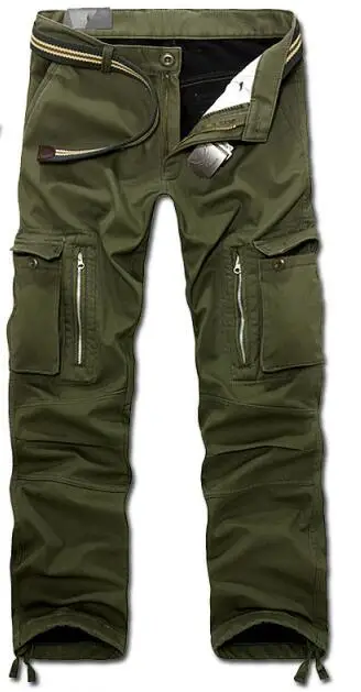 Мужские двухслойные брюки-карго с флисовой подкладкой зимние теплые в стиле