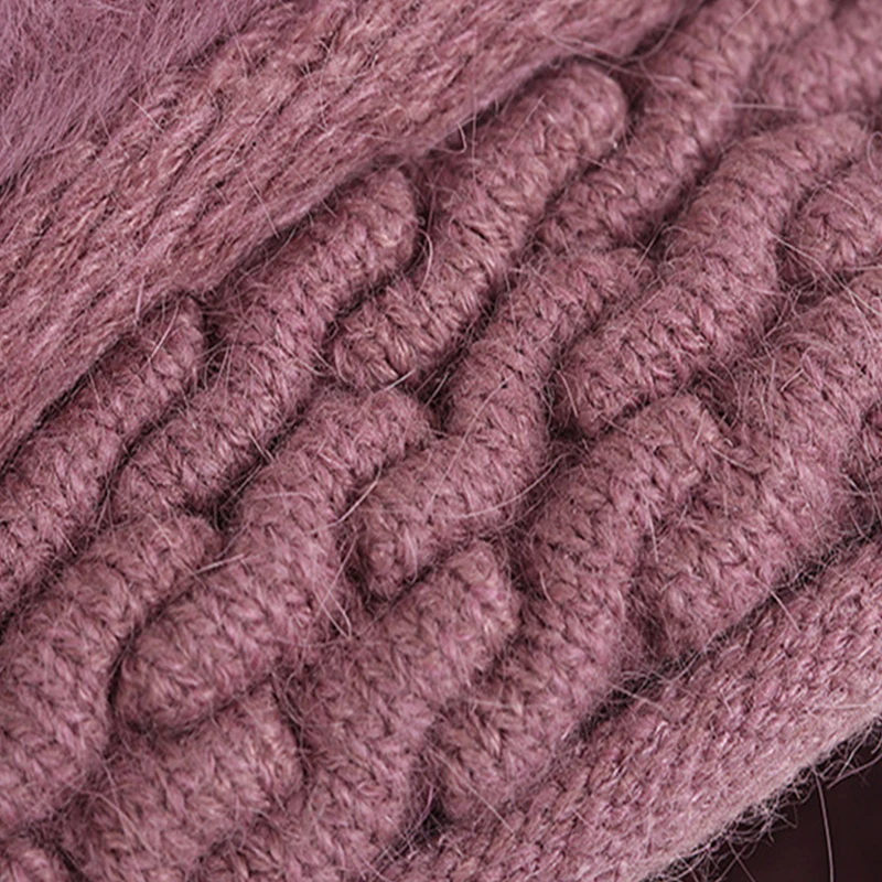 Элегантные женские береты из кроличьего меха шапка на зиму и весну вязаная с