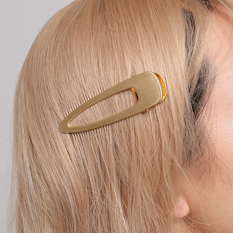 

Корейская мода, женские заколки для волос, элегантные, золотистый, серебристый, простой металлический зажим для волос, женские стильные зак...