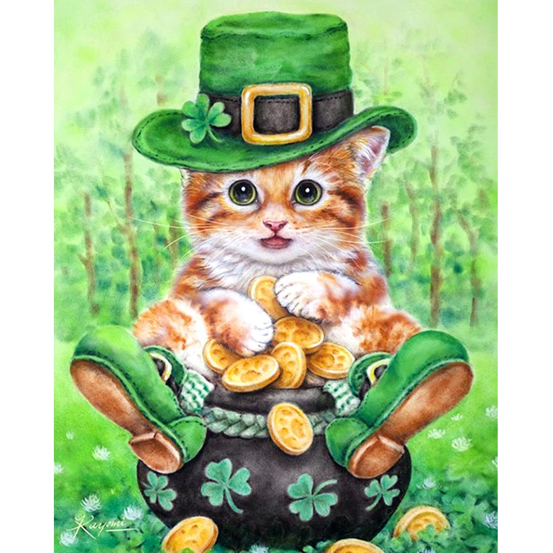 

5D DIY round diamond embroidery cute little cat diamond painting Cross Stitch full square Rhinestone mosaic decoration gift