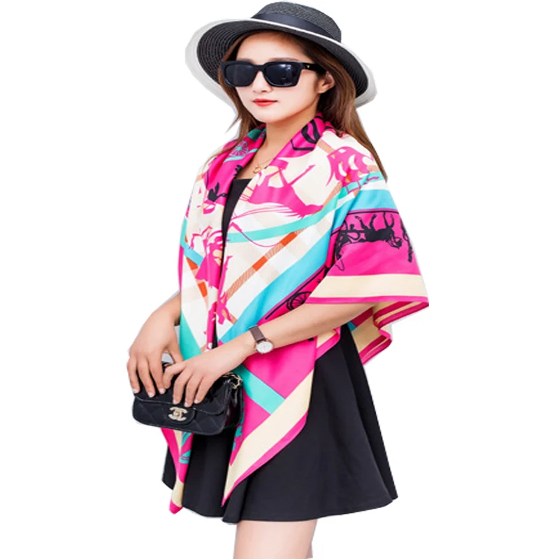 Большой Размеры шелк Для женщин Шарфы для и платки Элитный бренд 100% шелковые