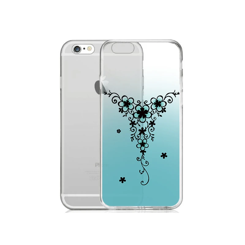 TPU Clear Gradient Phone Case For iPhone 6 6s 7 8plus x with flower heart smile Free shipping 4 5se |