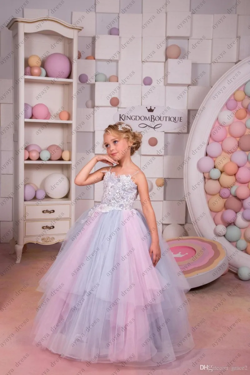Wejanedress бретельках Первое причастие платья 2017 blumenkinder Kleider кружева пышные нарядные