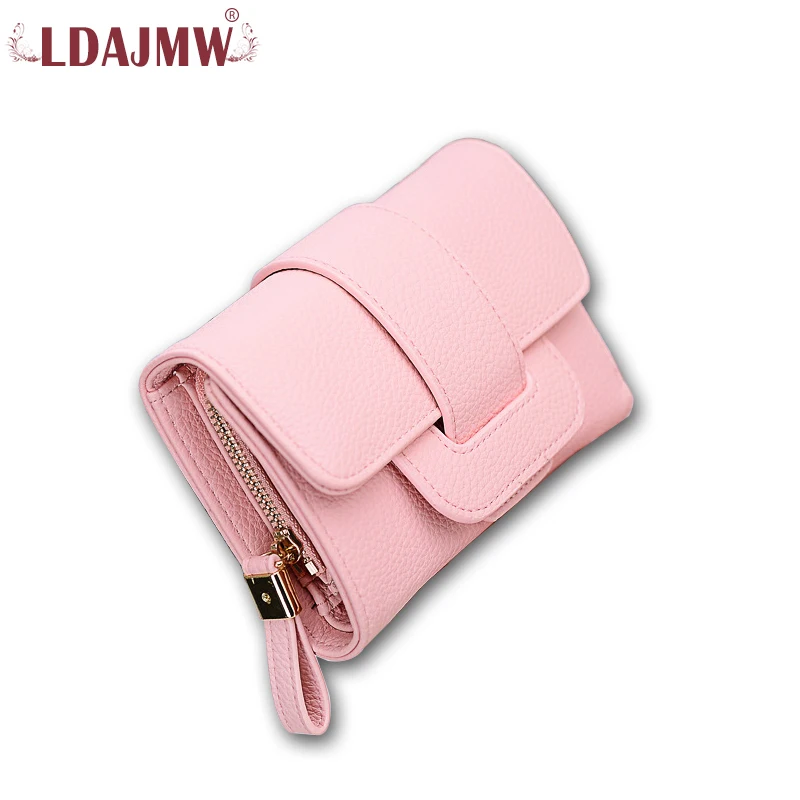 LDAJMW Новинка 2017 мягкий кожаный женский кошелек с застежкой модный три складных