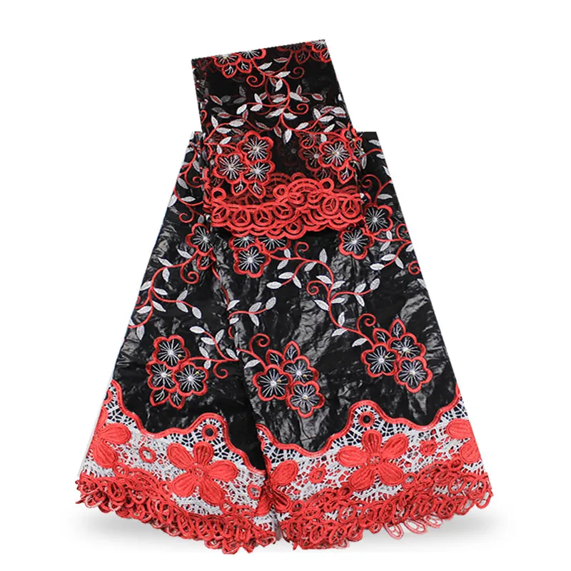 

Beautifical Bazin riche fabric african embroided bazin riche getzner with 2 yards french lace fabric f170930002