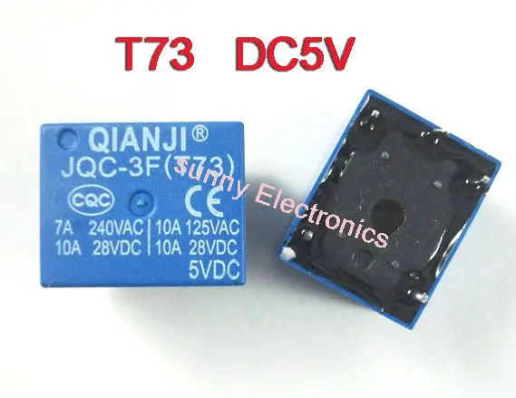 Бесплатная доставка 50 шт. JQC 3F (T73) 5VDC 5Pin PCB реле SPDT 10A 125VAC|spdt|spdt relay |