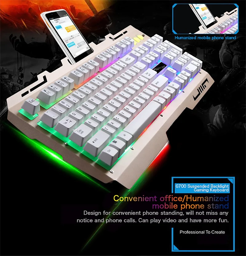 FELYBY G700 USB Проводная RGB светодиодная Радужная подсветка 104 клавиши игровая
