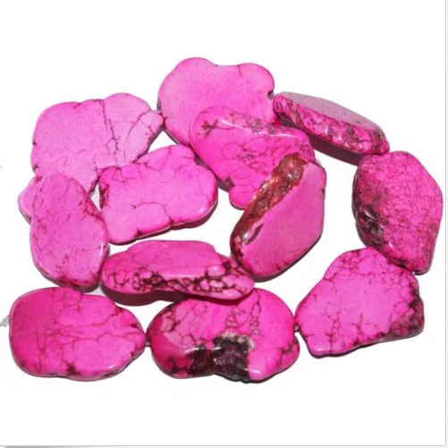 

Charm Cute Pink Irregular Stone howlite Slice Stone Loose Beads 20x35mm 40cm/16inch DIY Gift Bead