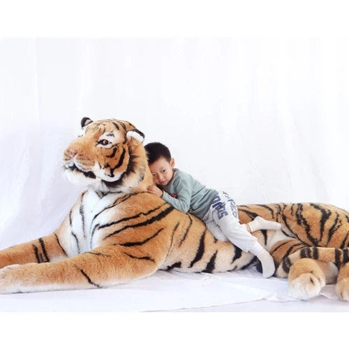 Dorimytrader Simulation Domineering Animal Tiger Плюшевые игрушки Большие удивительные реалистичные коллекции тигров Фото реквизиты Home Deco - Цвет: Brown