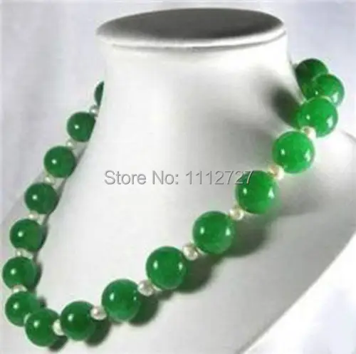 Аксессуары ремесла части белый акоя халцедон жемчуг 12 мм зеленое ожерелье бусины ювелирные изделия для девочек 18 дюймов оптом фитинг женский