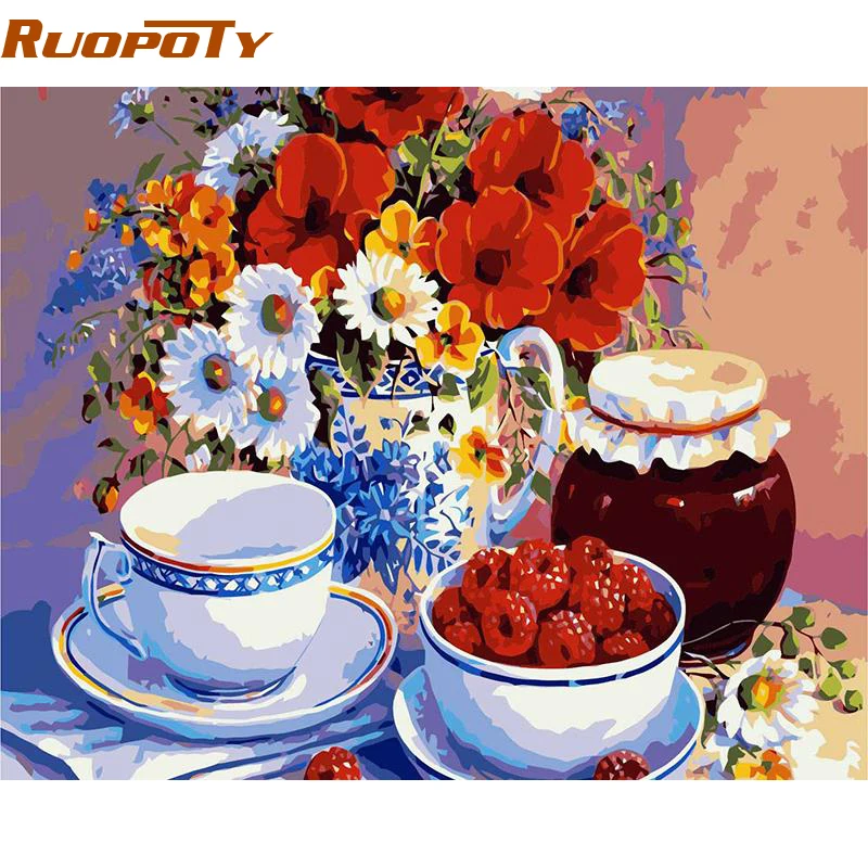Картина RUOPOTY цветы фрукты искусство акриловая краска по номерам современное
