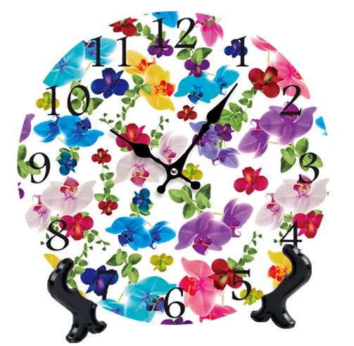 2016 New Style Full Color Flowers Design Round Wood Wall Table Clock Quartz Bracket Kitchen MDF Clocks Home Decoration | Дом и сад
