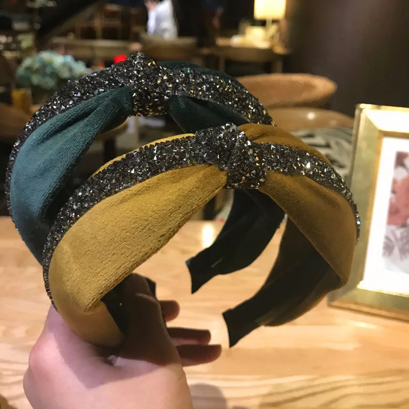 

2019 Korea Fold ribbon Pearl Zircon Retro Hair Accessories Hair Band Hair Bows Flower Crown Headbands For Women Fashion