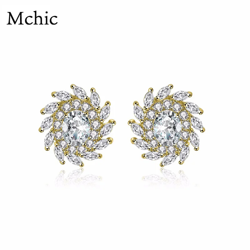 Mchic роскошные изысканные CZ солнечные цветы серьги-гвоздики серьги из кубического