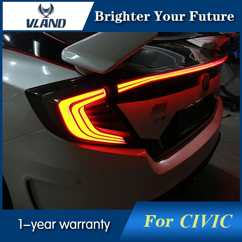 Vland 3 шт. задний фонарь для Honda Civic задние светильник s 2016 2017 2018 с светодиодный крест