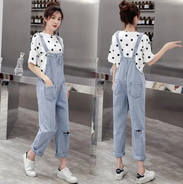 Женский Осенний мягкий джинсовый комбинезон для беременных регулируемый