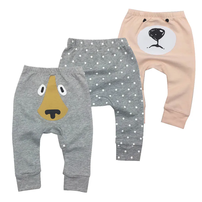 Оранжевый Хлопковые Штаны для маленьких мальчиков; трикотажные леггинсы для маленьких девочек с рисунком; штаны с эластичной резинкой на талии; брюки; одежда для малышей; 3 шт./лот - Цвет: Оранжевый