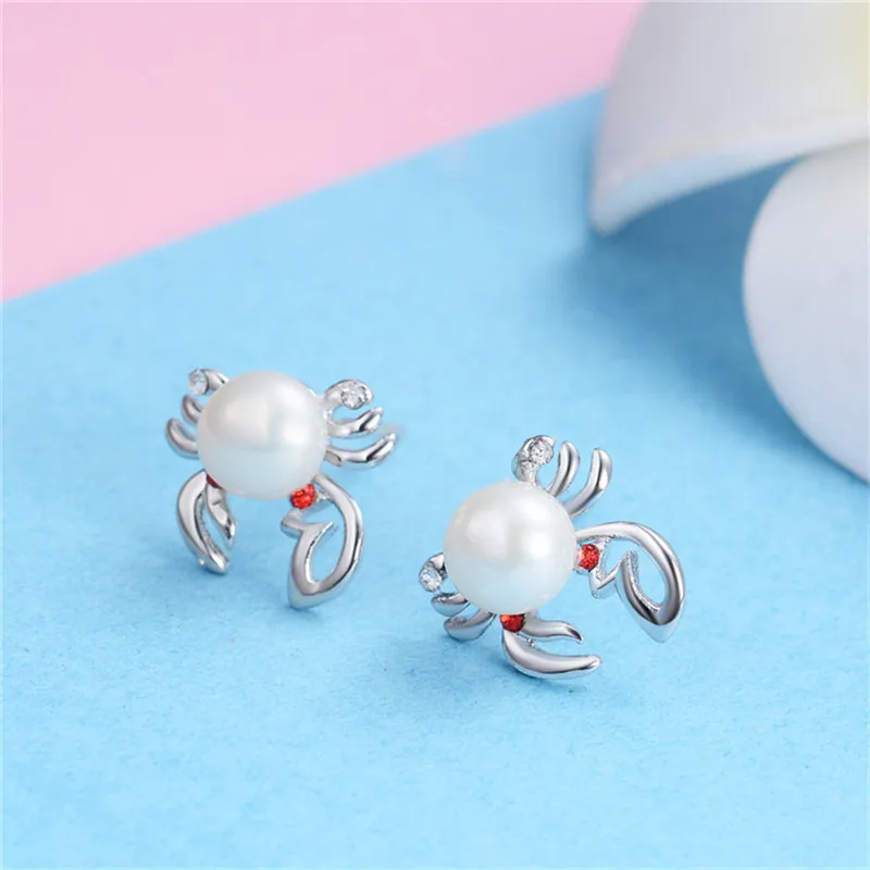 Симпатичные серьги гвоздики в форме краба модные рождественские подарки 2018