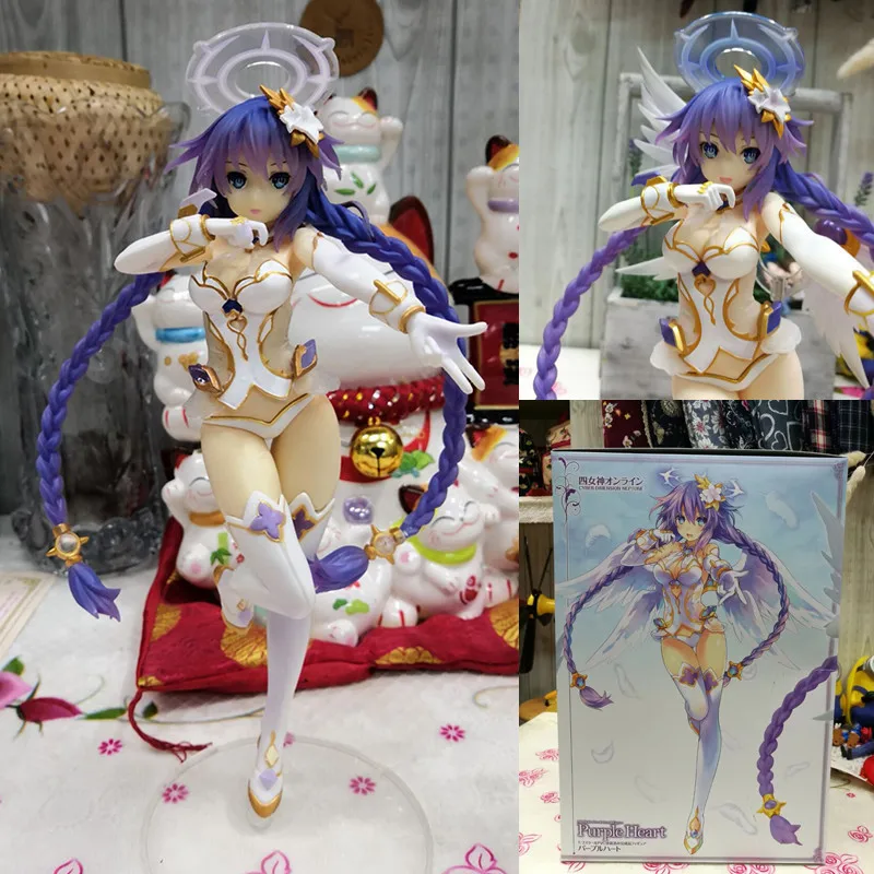 Аниме богини Онлайн Черное сердце CYBER DIMENSION NEPTUNE Neptu ПВХ фигурка белые крылья