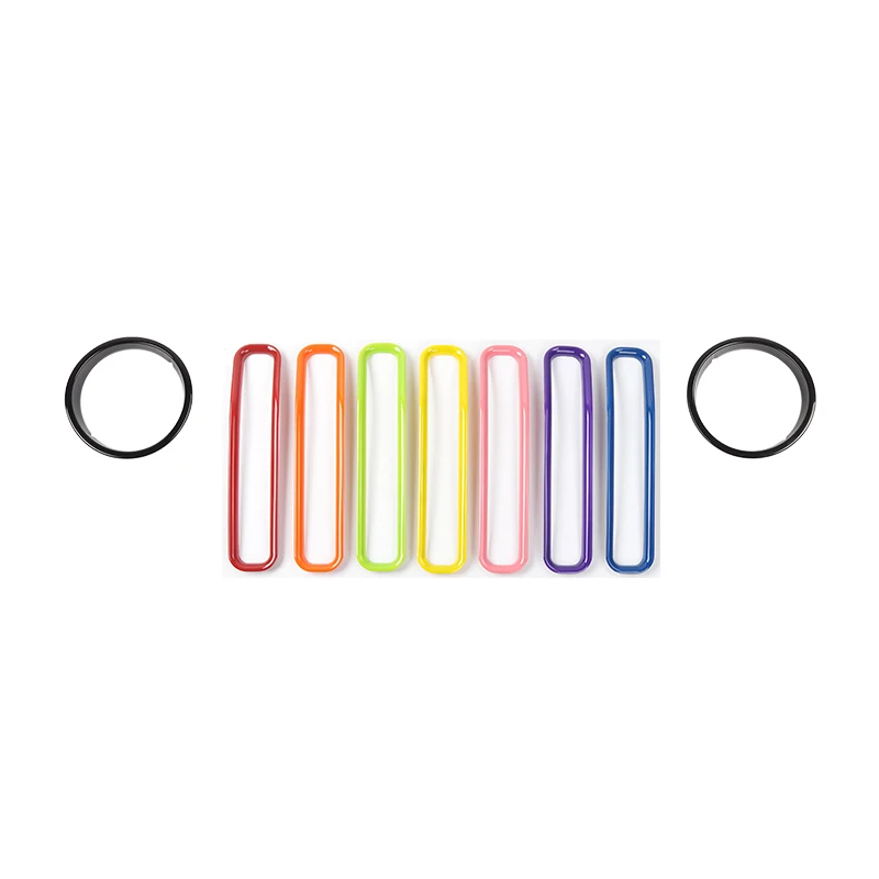 Colorful Ring Set SHINEKA гоночные грили наборы для Jeep Wrangler TJ 1997-2006 ABS красочная вставка сетка гриль оболочка Хром Передняя TJ решетка крышка - Цвет: Colorful Ring Set