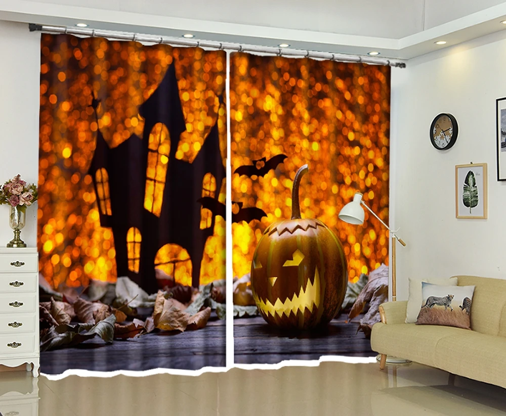 

Halloween children's dress 3D Window Curtains Blackout Living Room Hotel Bedroom decorate Drapes Cortinas Rideaux pillowcase