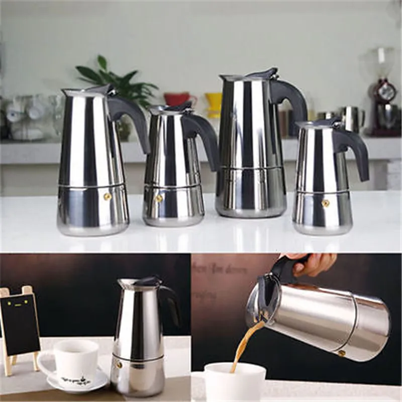 Алюминиевая кофеварка для эспрессо 2 6 дюймов кофейник чайник печь топовая