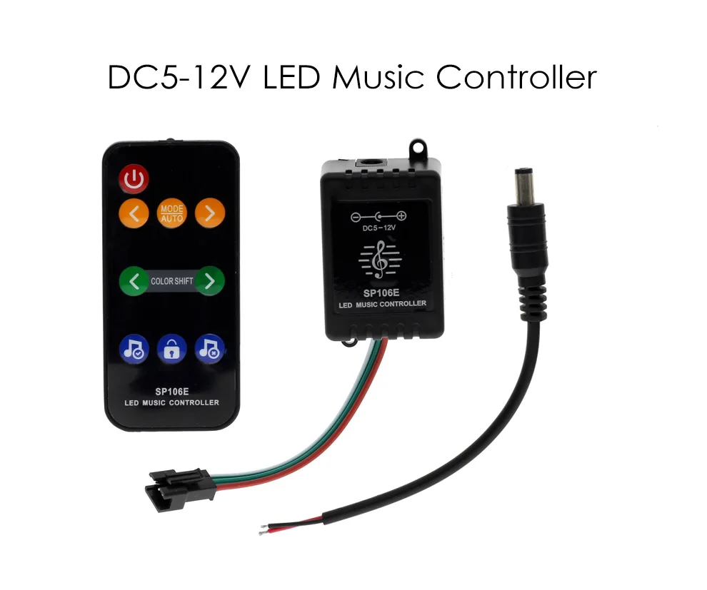 SP106E 9 ключей Светодиодный музыкальный контроллер DC5V-12V WS2811/WS2812B/6812/1903/6803 Magic светодиодный лента цифровой Красочные Музыкальный контроллер
