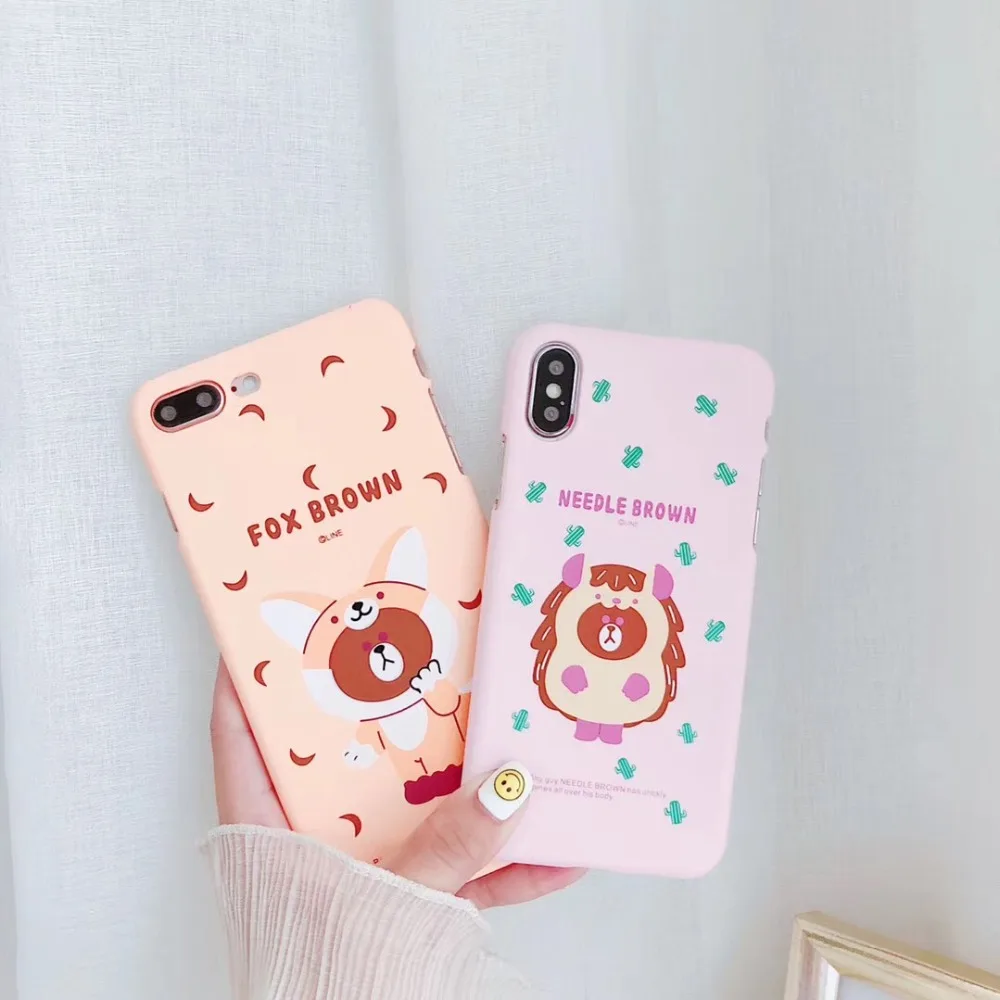 HoterTek Fashion Candy colors Matte Cartoon Bear Half Pack Hard Phone Shell For iPhone 6 7 plus iphone 8 Plus X |