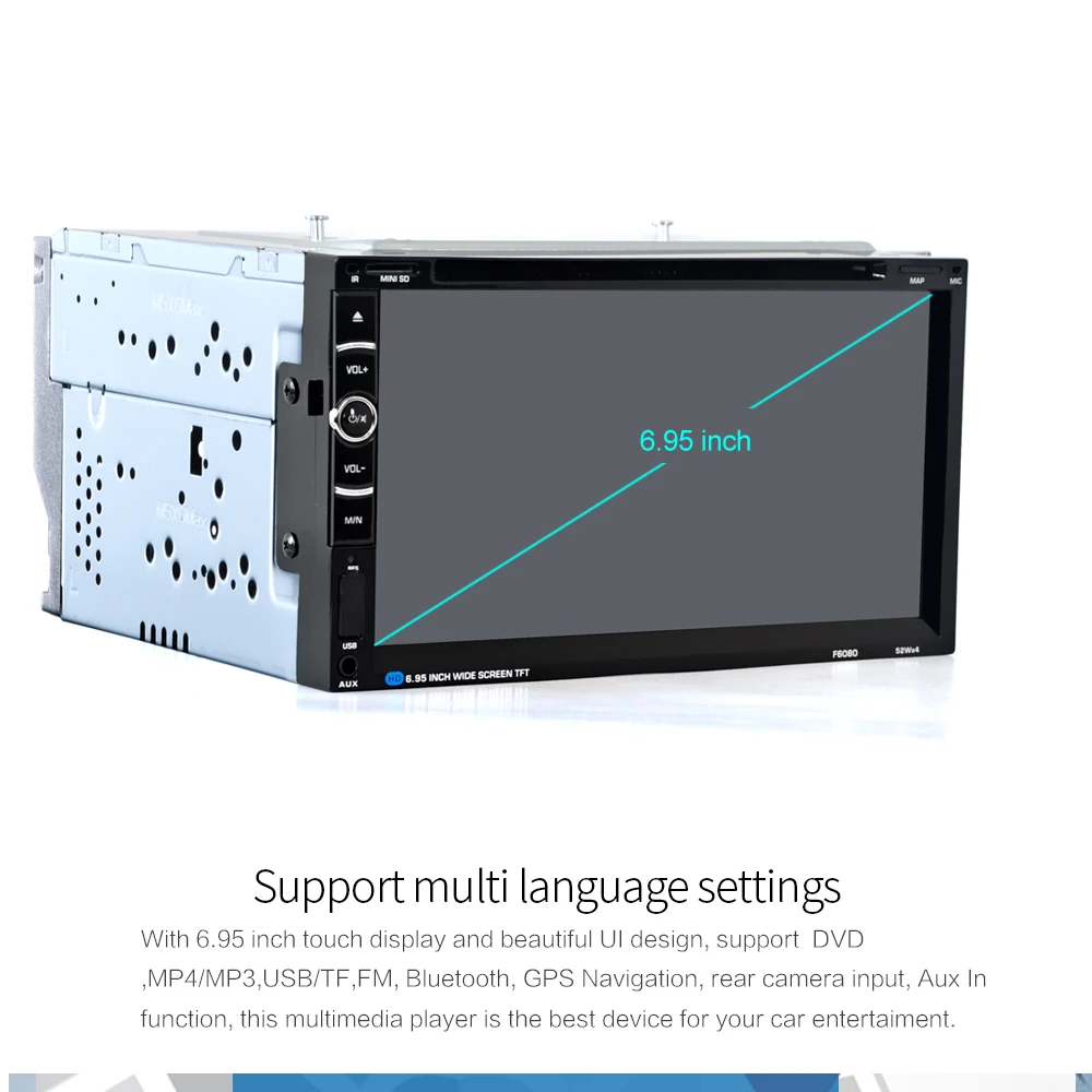 HEVXM F6080 6,95 дюймов Автомобильный dvd-плеер автомобильный радио мультимедиа MP5 MP3 Воспроизведение gps навигатор автомобильная навигация