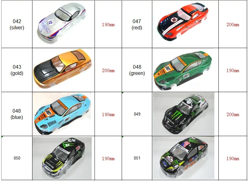 Ewellsold 1:10 rc автомобильные аксессуары 1/10 rc корпус автомобиля для 1:10 rc car190 мм несколько вариантов 1 шт./лот
