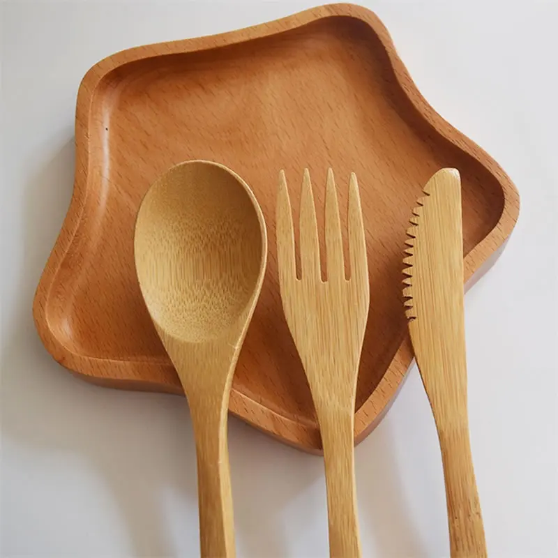 OBR 3 шт. Набор бамбуковых вилочных ножей с органайзером столовая посуда столовые
