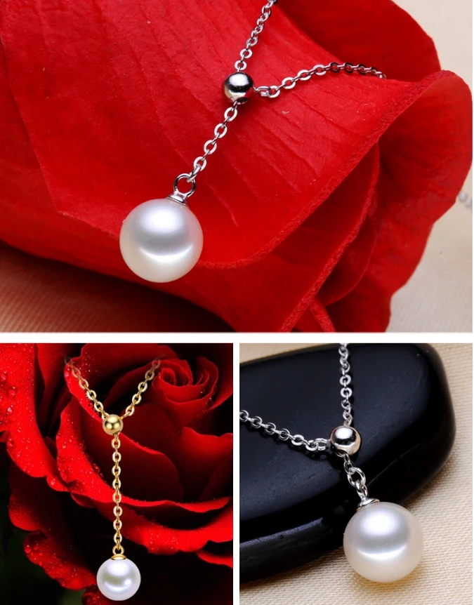 Ожерелье женское из серебра 925 пробы с жемчужиной и натуральным камнем |