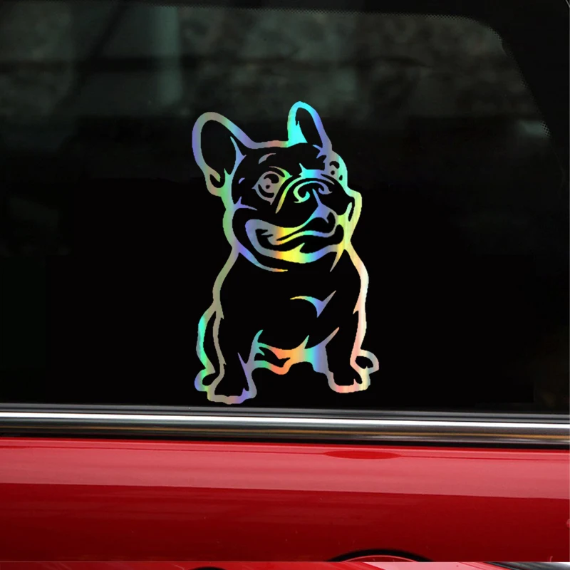 Car Sticker Vinyl 8*13cm French Bulldog Animal Decor Funny Decal Reflective Laser Motorcycle Styling 3D Stickers | Автомобили и