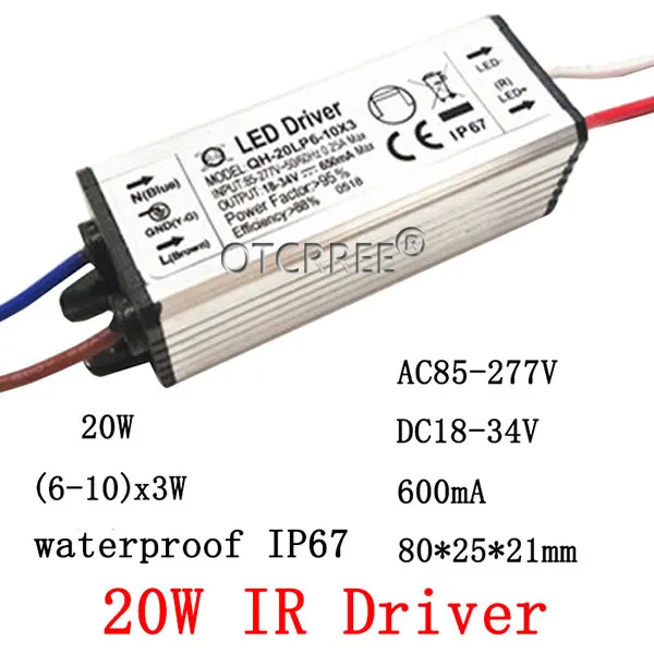 Высокая Мощность светодиодный 3535 чип 730nm 850nm 940nm IR светодиодный инфракрасный мощностью 10 Вт, 20 Вт, 30 Вт, 50 Вт 850 нм 940 нм излучатель светильник светодиодный лазерный диод - Испускаемый цвет: 20W IR Driver