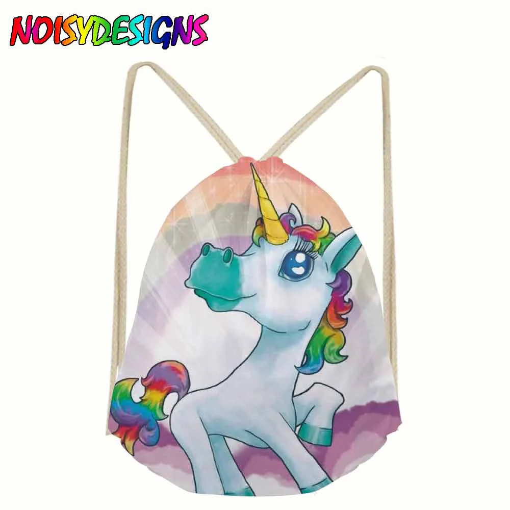 Модная сумка на шнурке с 3D принтом Единорог Mochila Feminina рюкзак Женский Повседневный