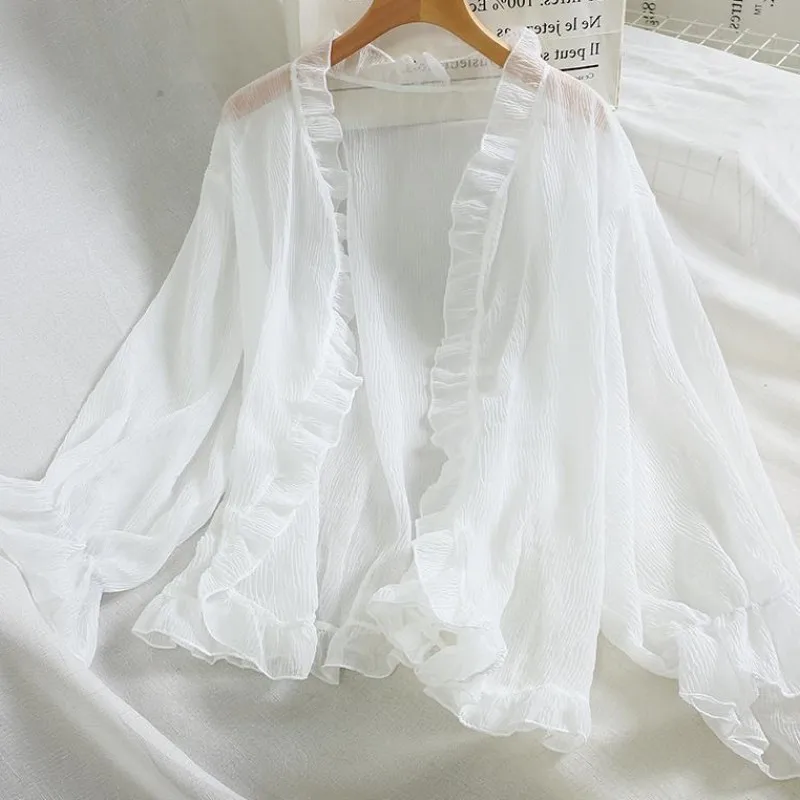 Летняя одежда кардиган шифоновая Женская шаль тонкая воздухопроницаемая