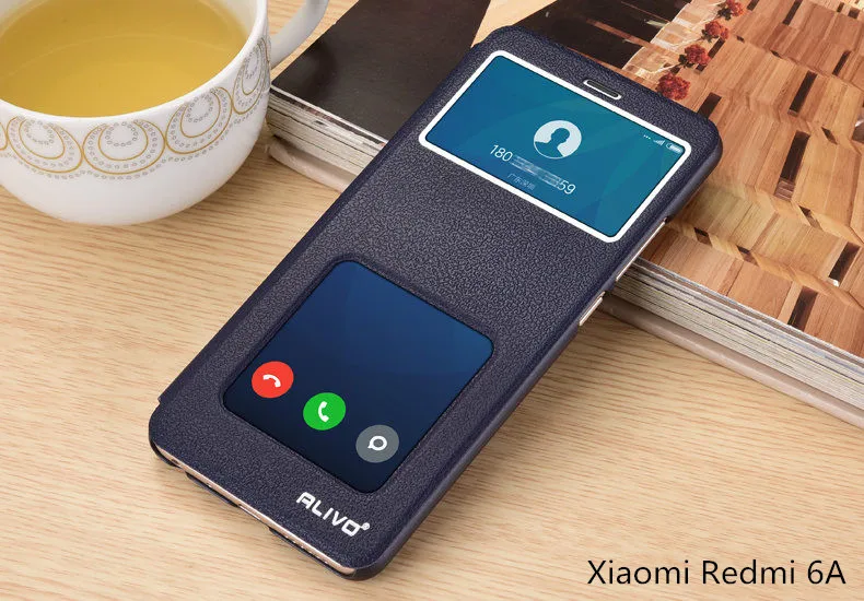 Xiaomi redmi 6A case Business View Window PU Leather Case For mi a2 lite Flip Stand Cover ALIVO Brand #04011 |