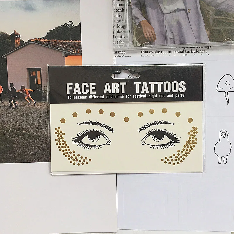 2019 горячая Распродажа Временные татуировки золотого лица водонепроницаемые