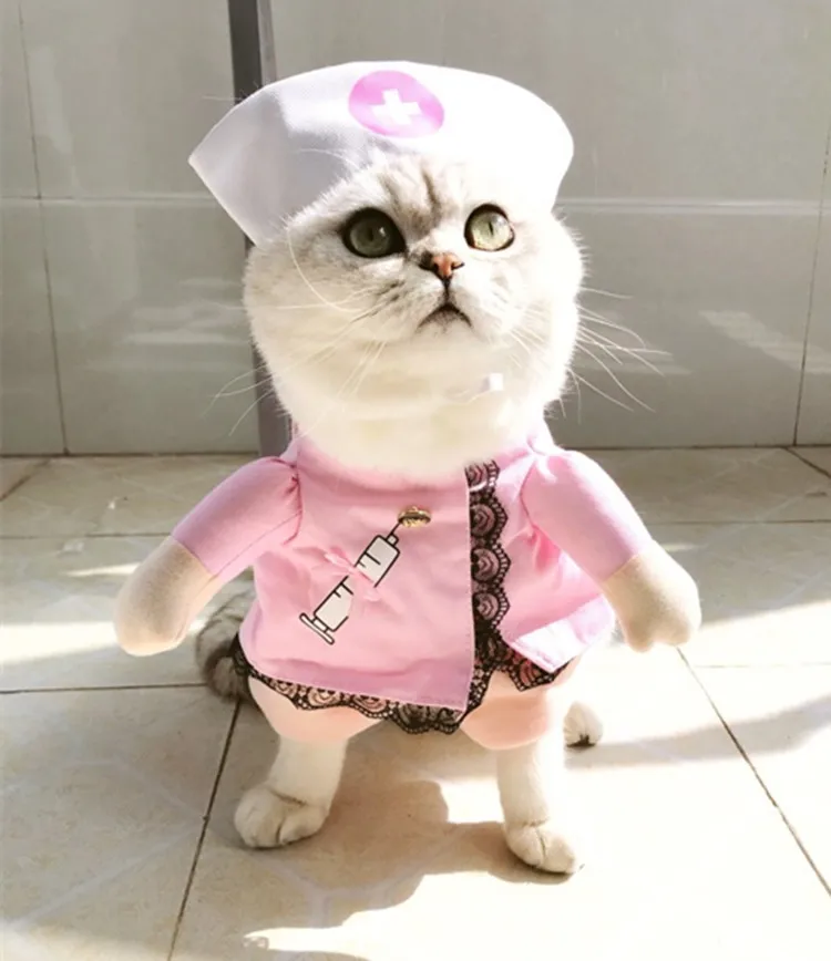 Забавная одежда для кошек, пиратский костюм, одежда для кошек, костюм корсаира, одежда для Хэллоуина, нарядный костюм для кошки - Цвет: Nurse